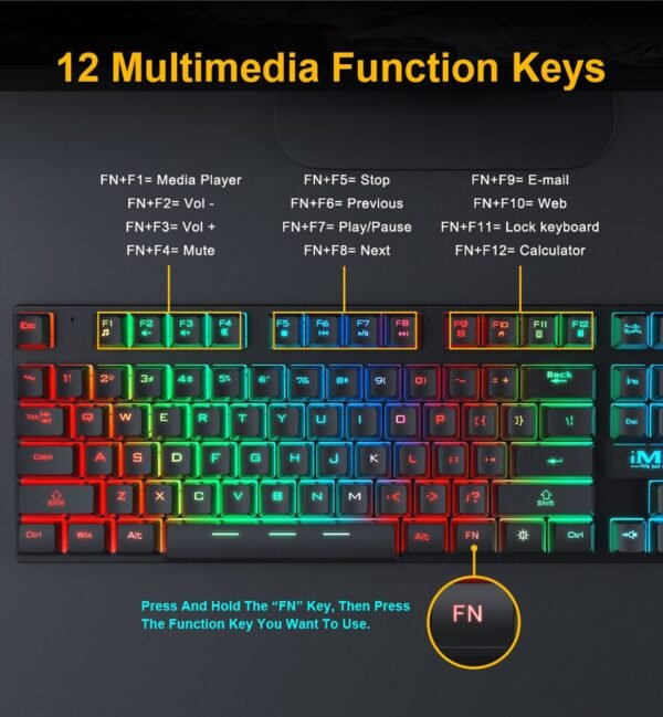 Teclado Gamer 104 Teclas USB rgb - Imagem 3
