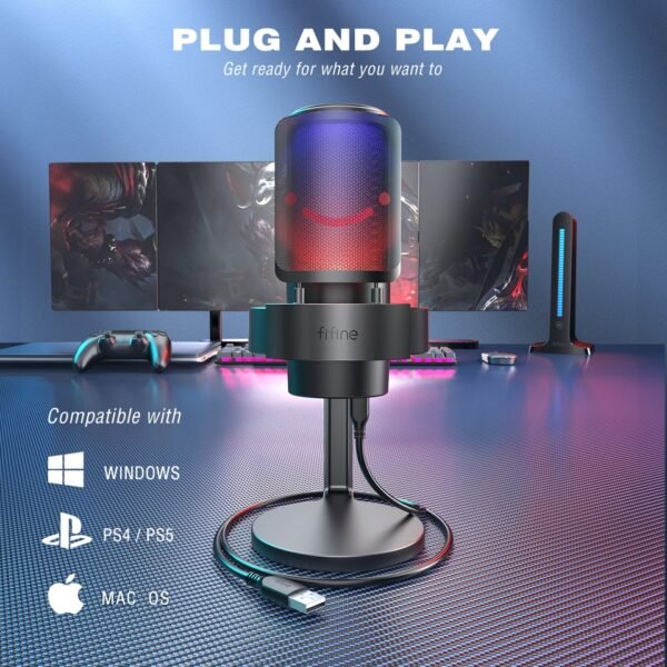 Microfone FIFINE USB RGB 3 Cores - Imagem 4